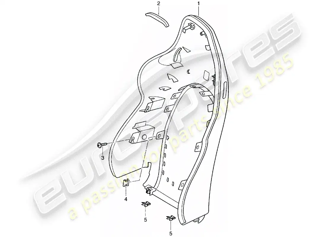 porsche 2001 (986 boxster) carcasa del respaldo - asiento deportivo diagrama de piezas