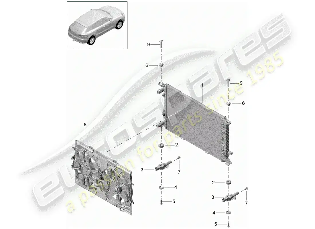 porsche 2018 (macan) diagrama de piezas de refrigeración por agua