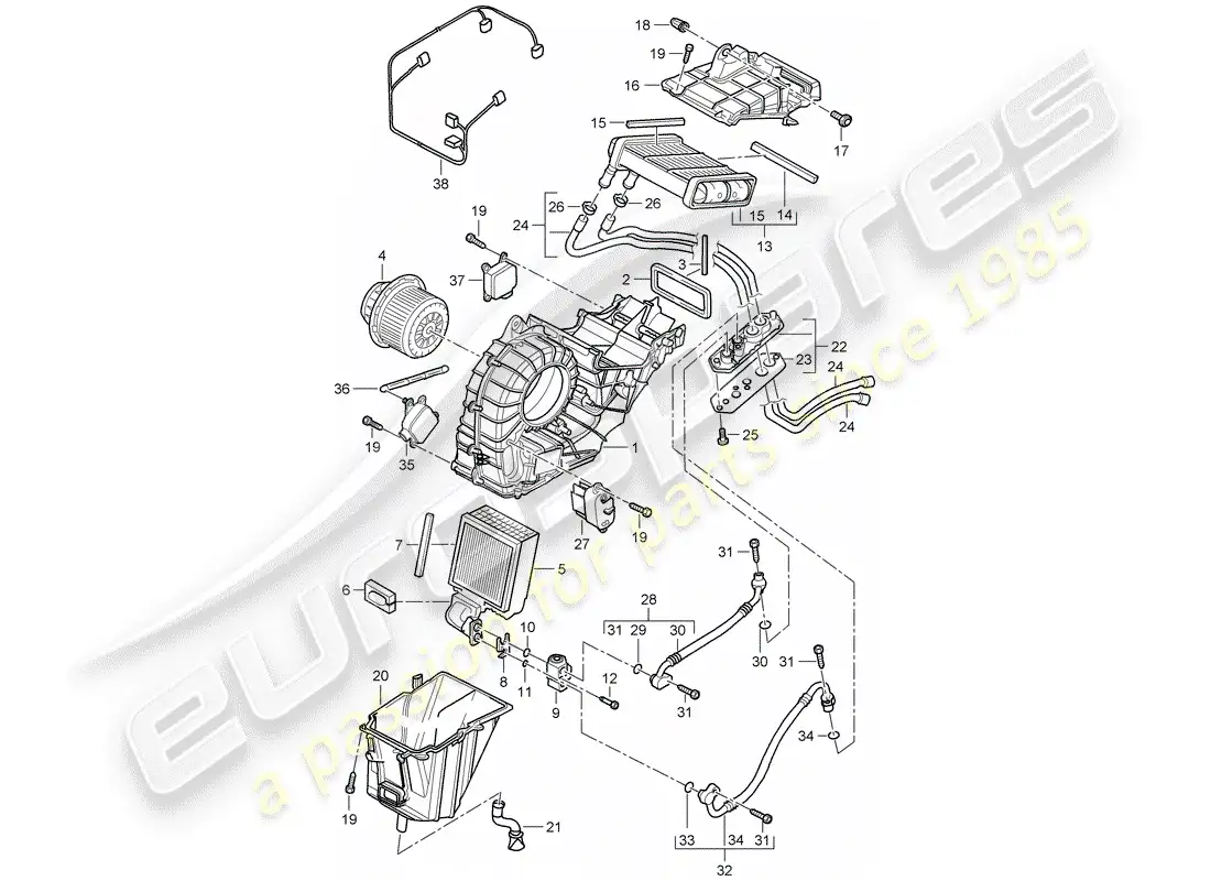 porsche 2010 (cayenne e1 9pa) aire acondicionado diagrama de piezas