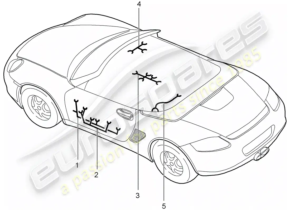 porsche 2011 (987 boxster) cableando arneses diagrama de piezas