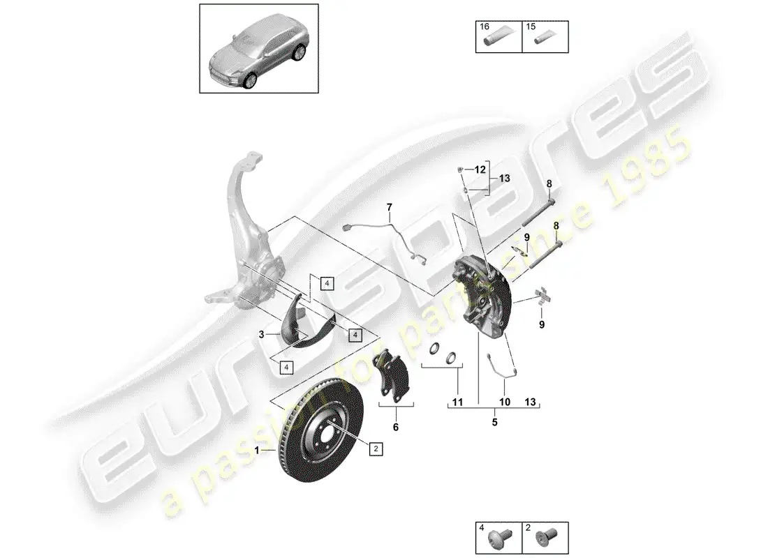 porsche 2019 (macan) frenos de disco diagrama de piezas