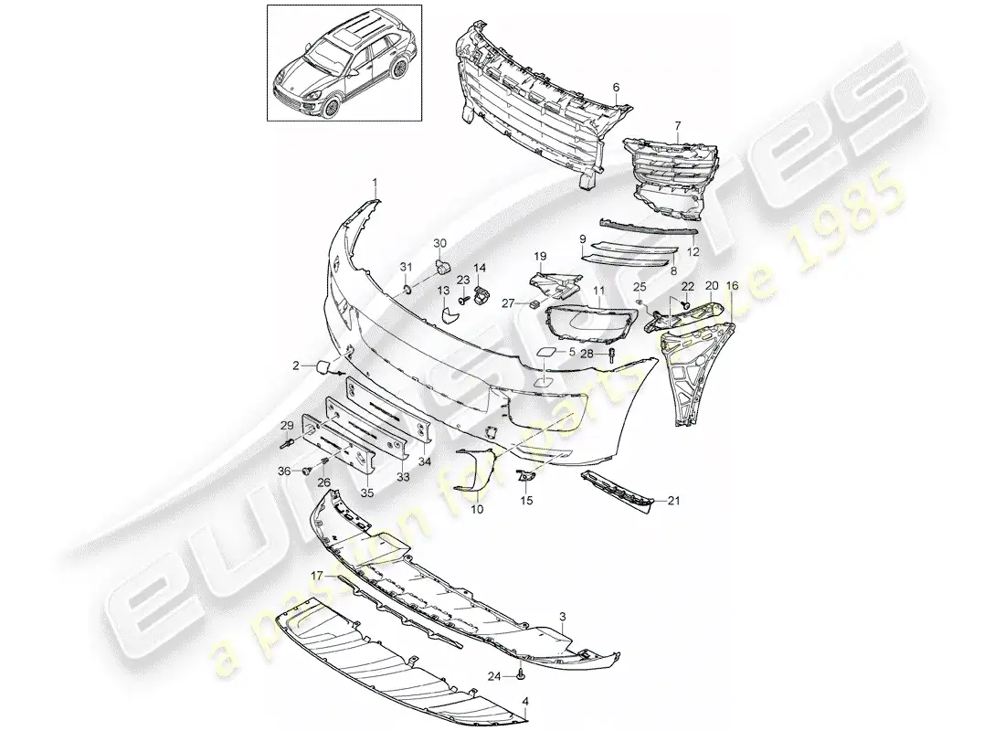porsche 2016 (cayenne e2 92a) recubrimiento diagrama de piezas