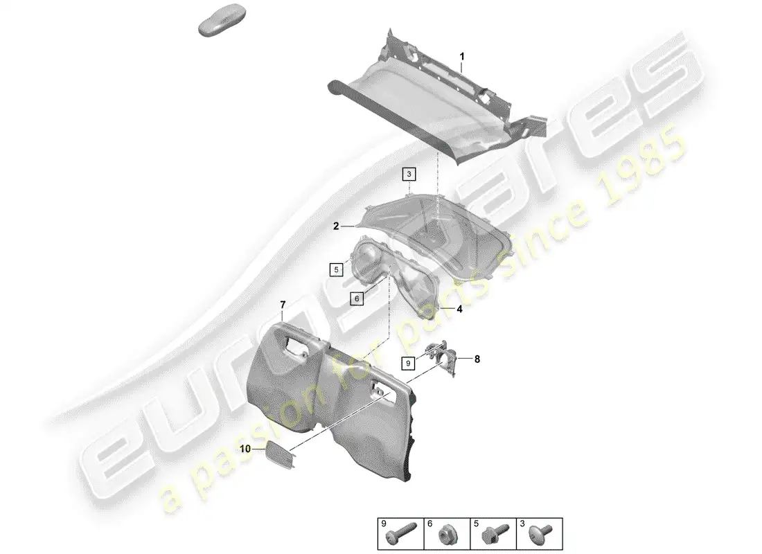 porsche 2020 (718 boxster spyder) adornos diagrama de piezas