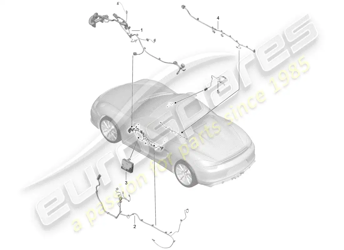 porsche 2016 (981 boxster spyder) cableando arneses diagrama de piezas