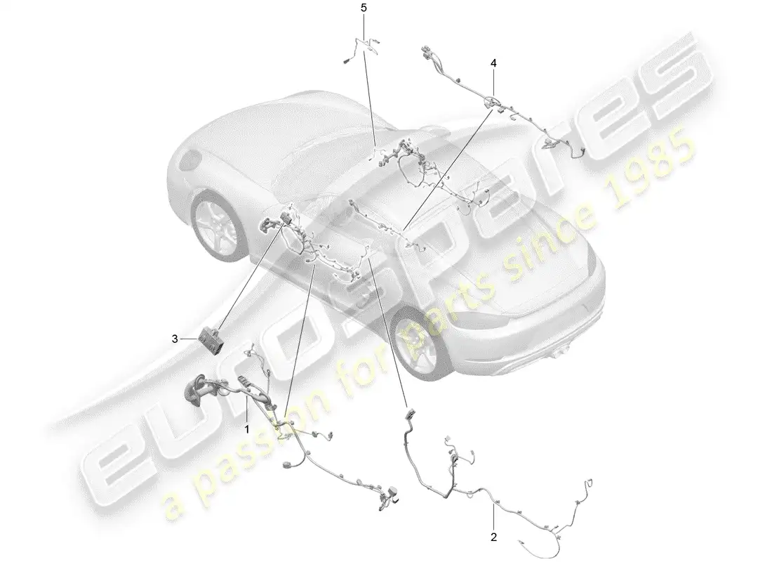 porsche 2017 (718 cayman) cableando arneses diagrama de piezas