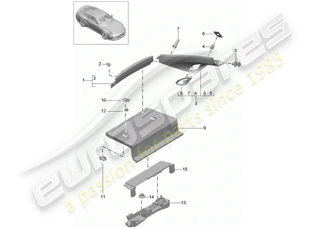 porsche 2017 (991-2 turbo) adornos diagrama de piezas