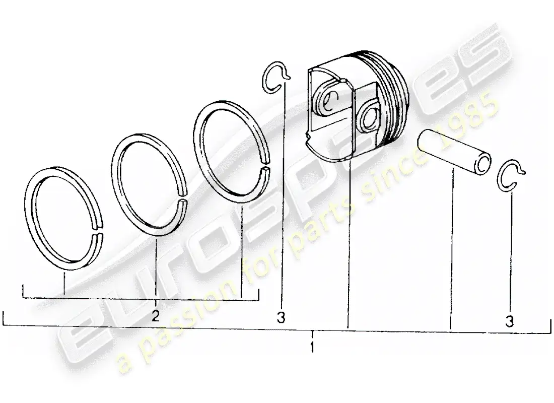 porsche 2001 (986 boxster) pistón diagrama de piezas