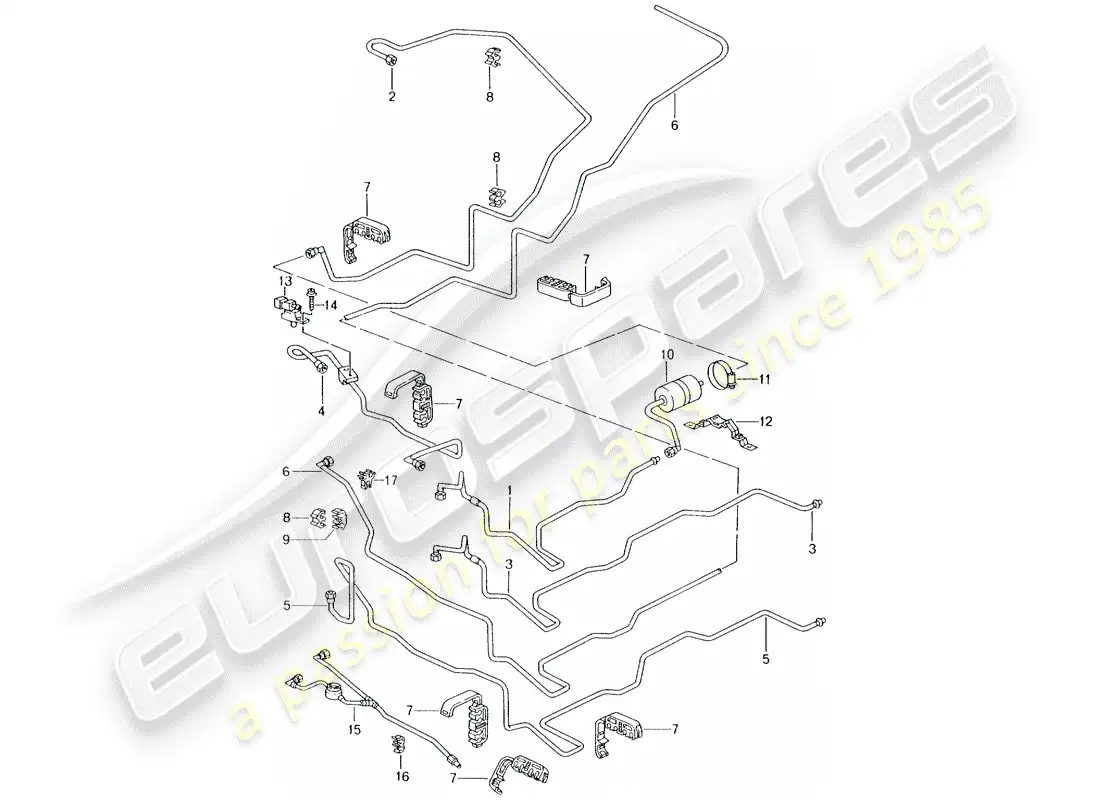 porsche 2000 (986 boxster) fuel system diagrama de piezas