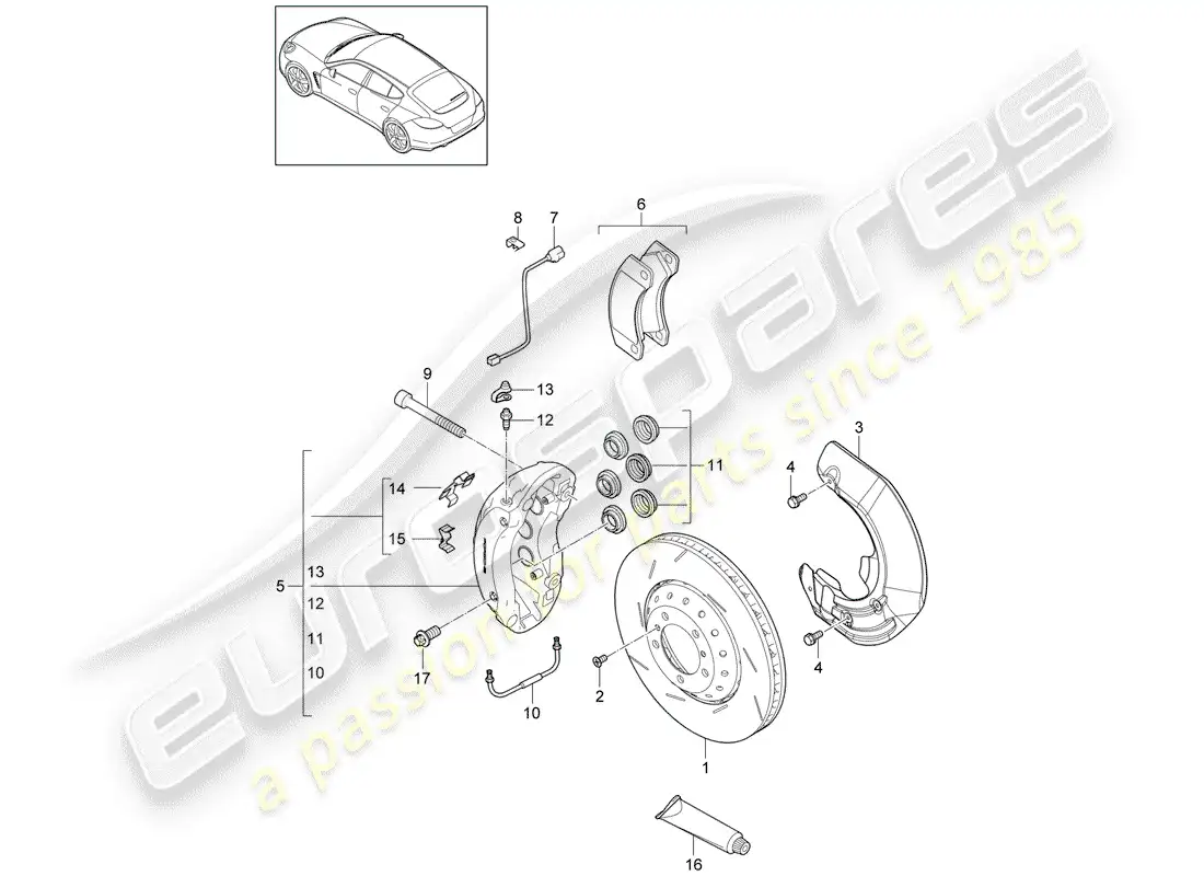 porsche 2012 (panamera 970) frenos de disco diagrama de piezas