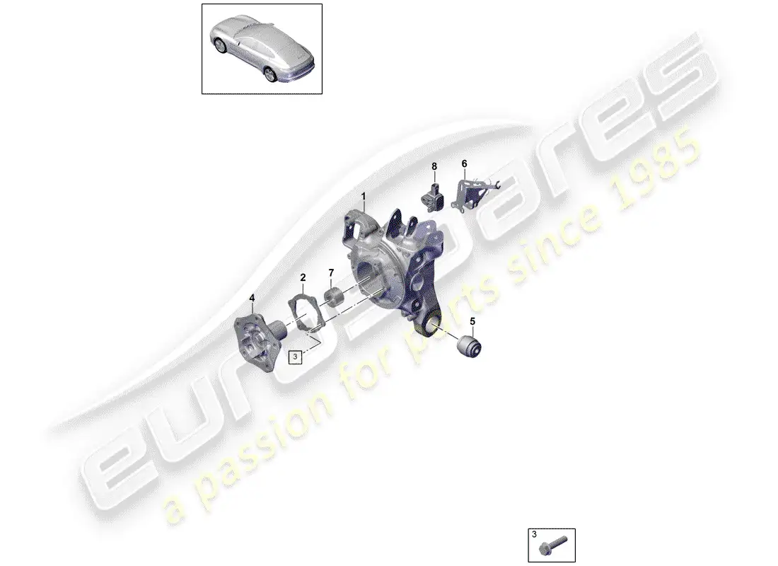 porsche 2017 (panamera 971-1) portador de ruedas diagrama de piezas