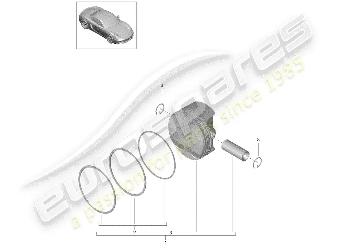 porsche 2016 (981 boxster) pistón diagrama de piezas