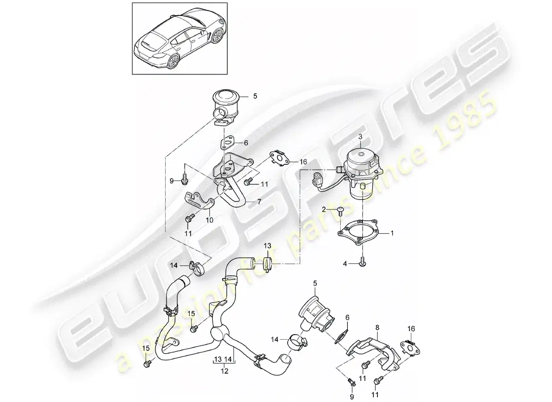 porsche 2013 (panamera 970) sistema de control de emisiones de escape diagrama de piezas