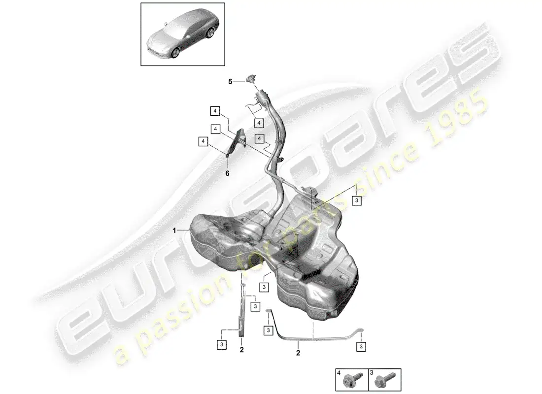 porsche 2019 (panamera 971-1) fuel tank with diagrama de piezas