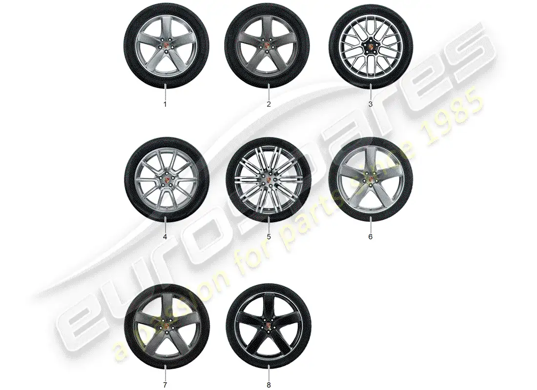porsche 2014 (tequipment macan) 1 configurar llantas de aluminio con diagrama de piezas