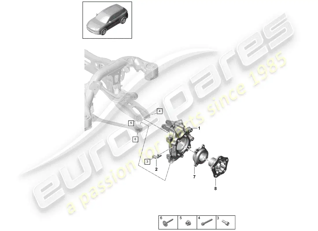 porsche 2020 (cayenne e3 9ya/9yb) portador de ruedas diagrama de piezas