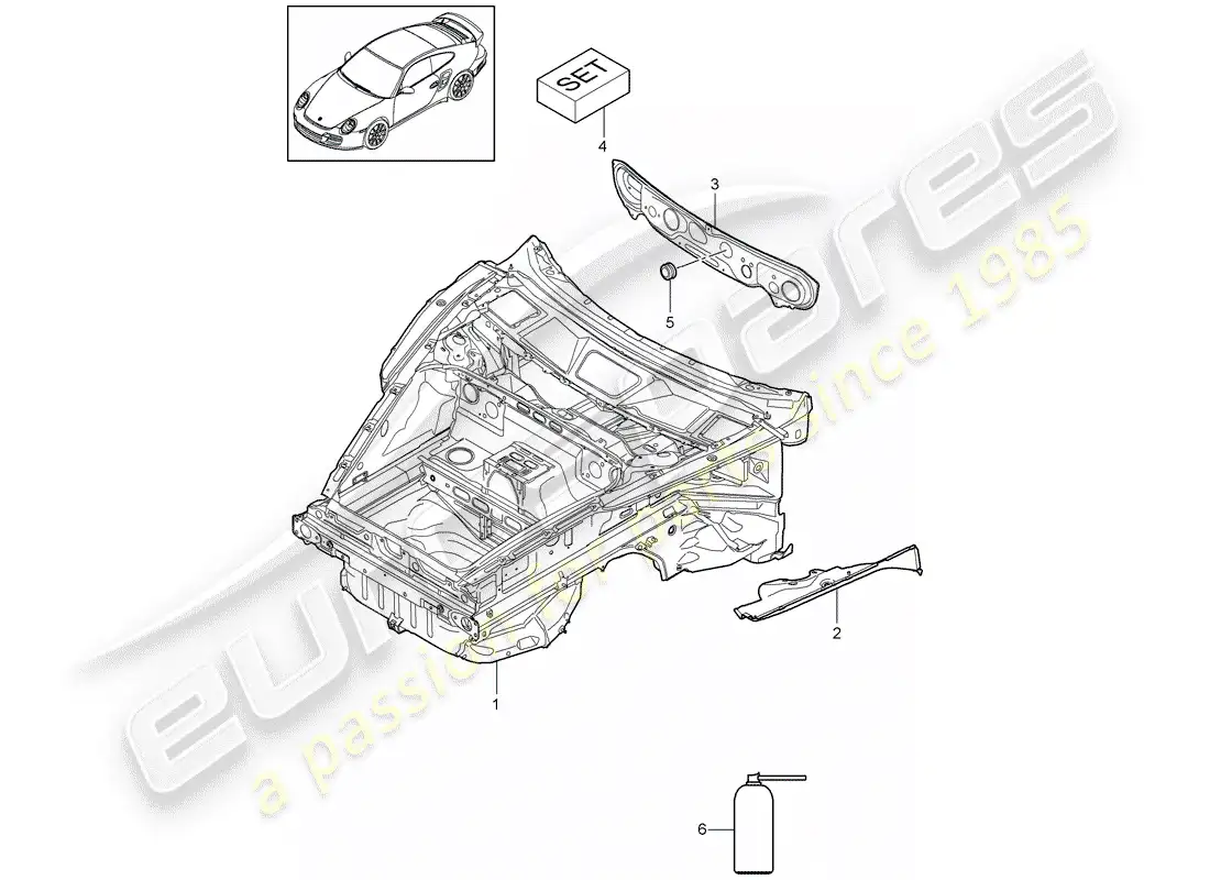 porsche 2012 (997-2 turbo / gt2 rs) interfaz diagrama de piezas