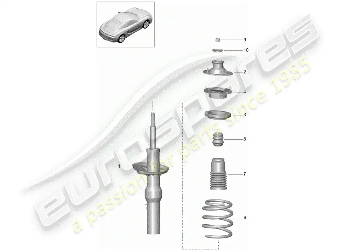 porsche 2014 (981 cayman) amortiguador diagrama de piezas