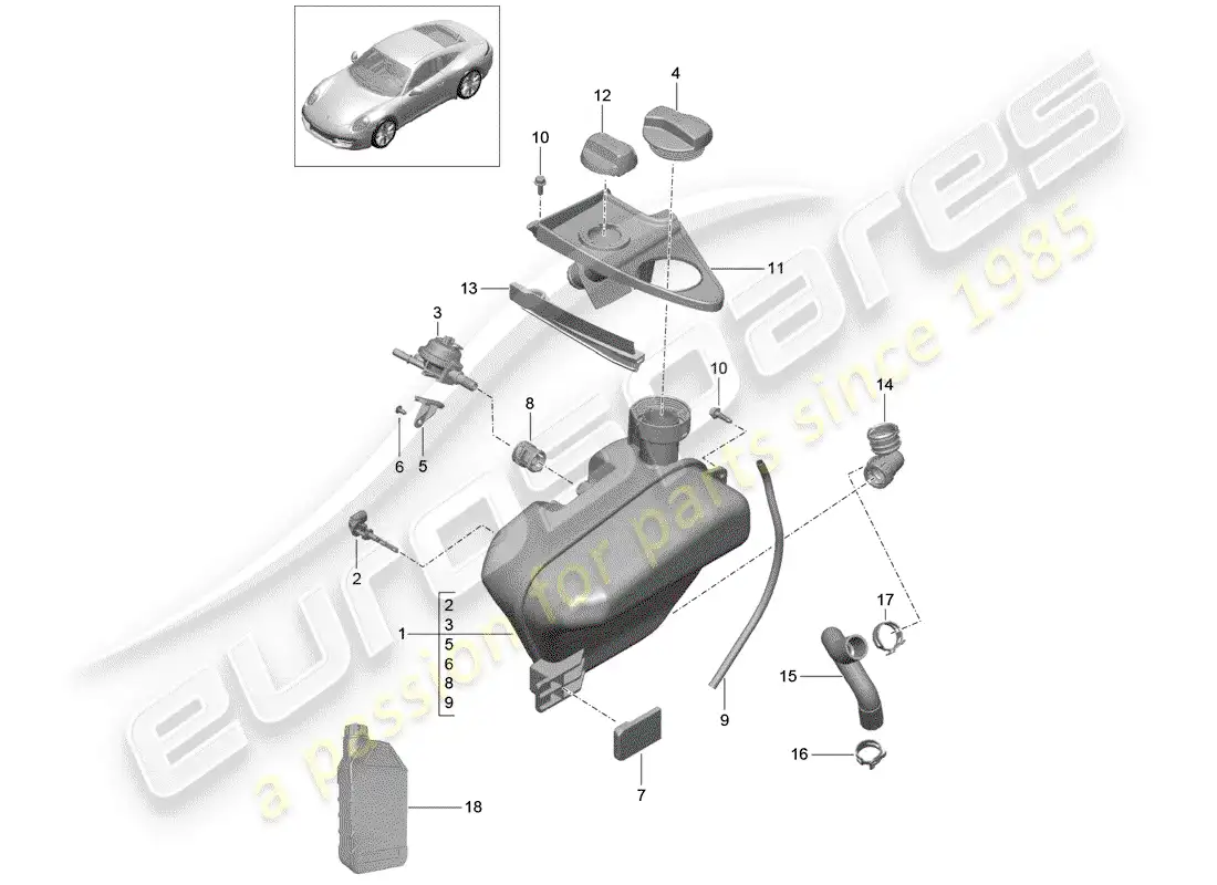 porsche 2015 (991-1) water cooling 4 diagrama de piezas