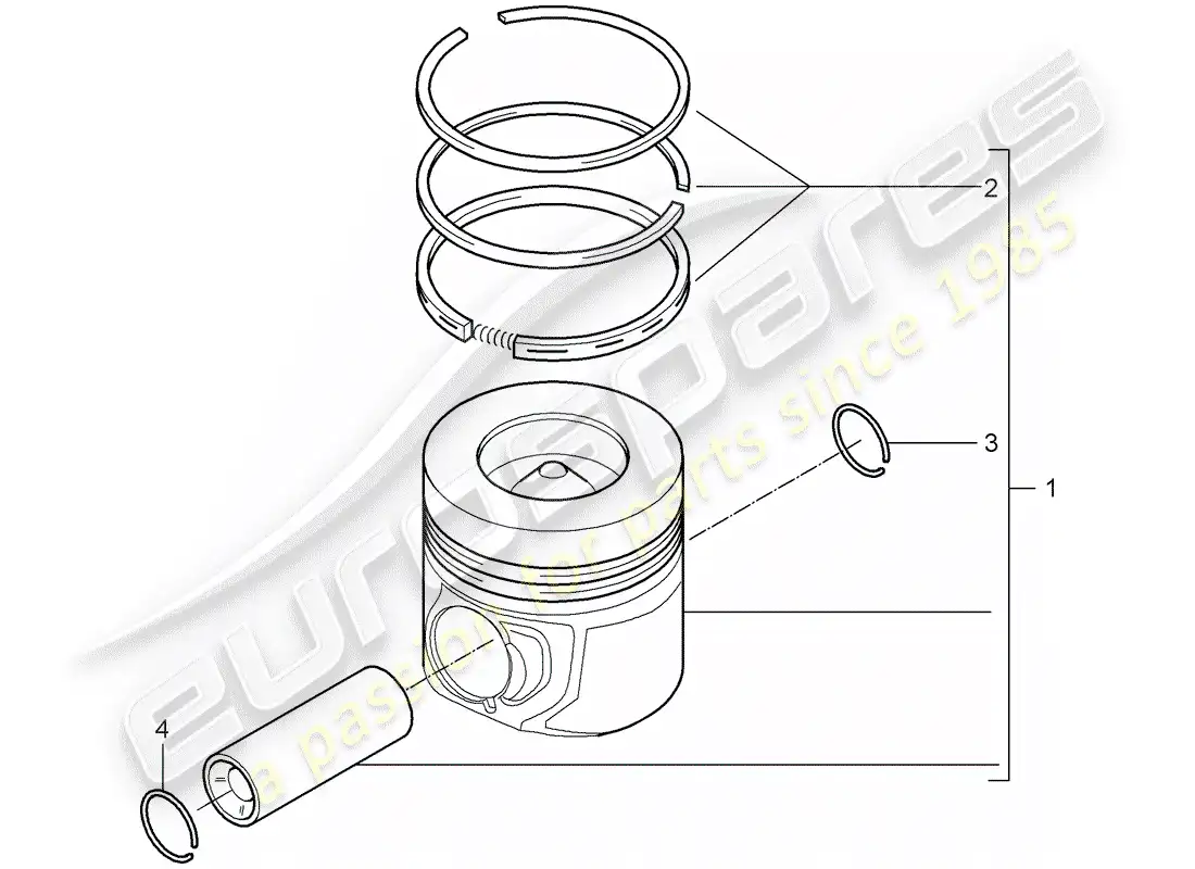 porsche 2007 (cayenne e1 9pa) pistón diagrama de piezas