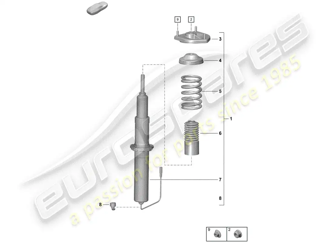 porsche 2020 (718 boxster spyder) amortiguador diagrama de piezas