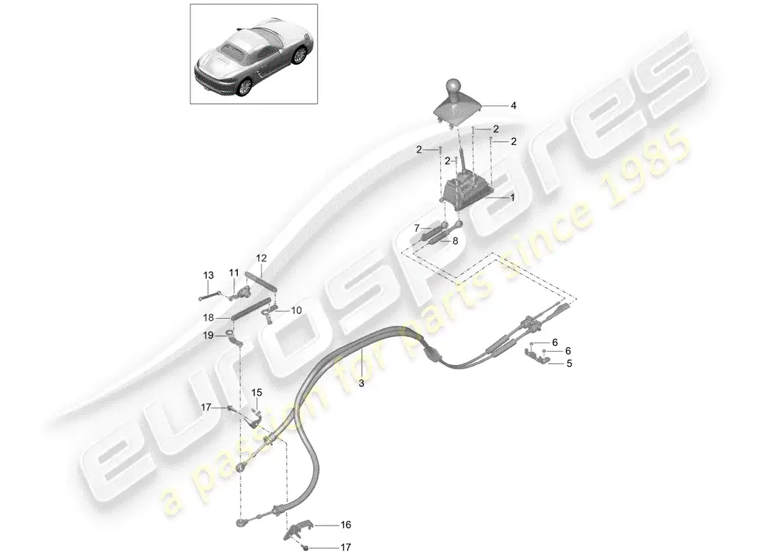 porsche 2017 (718 boxster) mecanismo de cambio diagrama de piezas