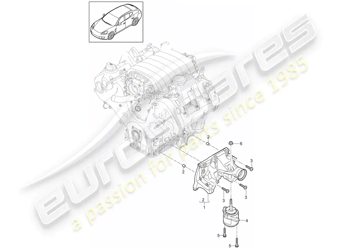 porsche 2013 (panamera 970) suspensión del motor diagrama de piezas