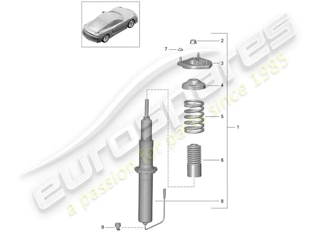 porsche 2016 (981 cayman gt4) diagrama de piezas del amortiguador