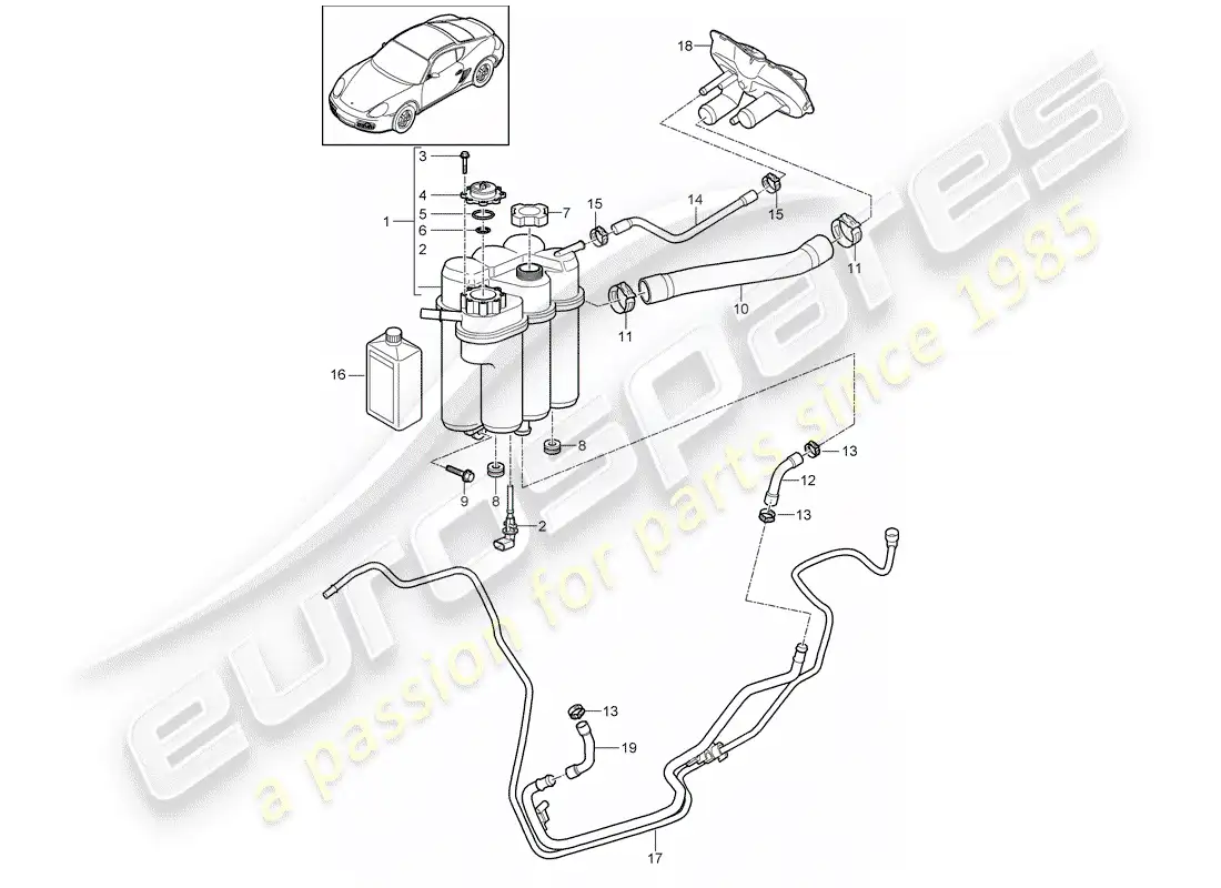 porsche 2012 (987 cayman) water cooling diagrama de piezas
