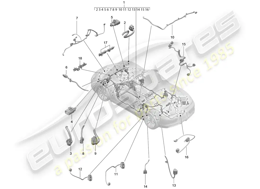 porsche 2016 (981 boxster) cableando arneses diagrama de piezas