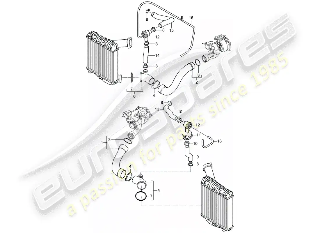porsche 2008 (cayenne e1 9pa) sobrealimentando 1 diagrama de piezas