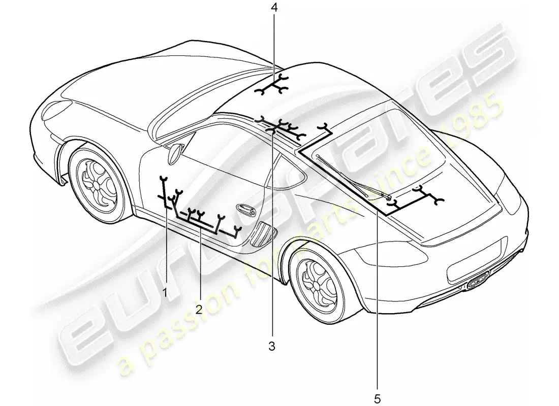 porsche 2010 (987 cayman) cableando arneses diagrama de piezas