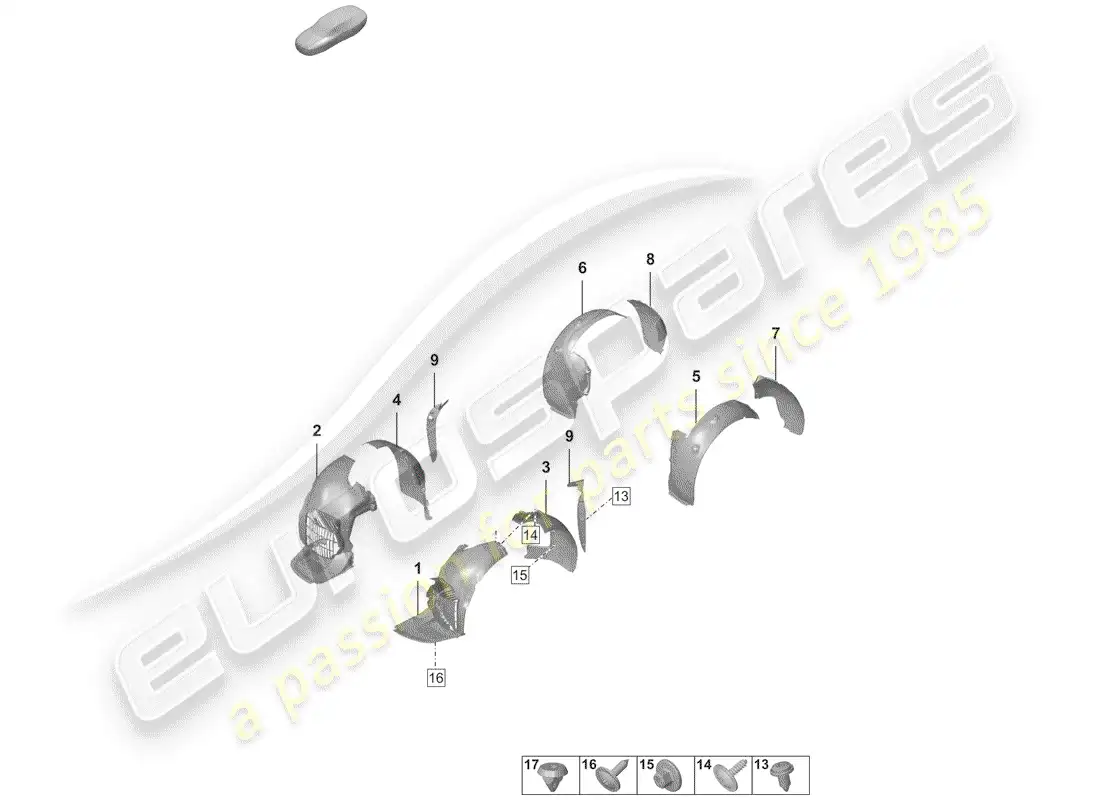 porsche 2019 (992-1) protector de timonera diagrama de piezas