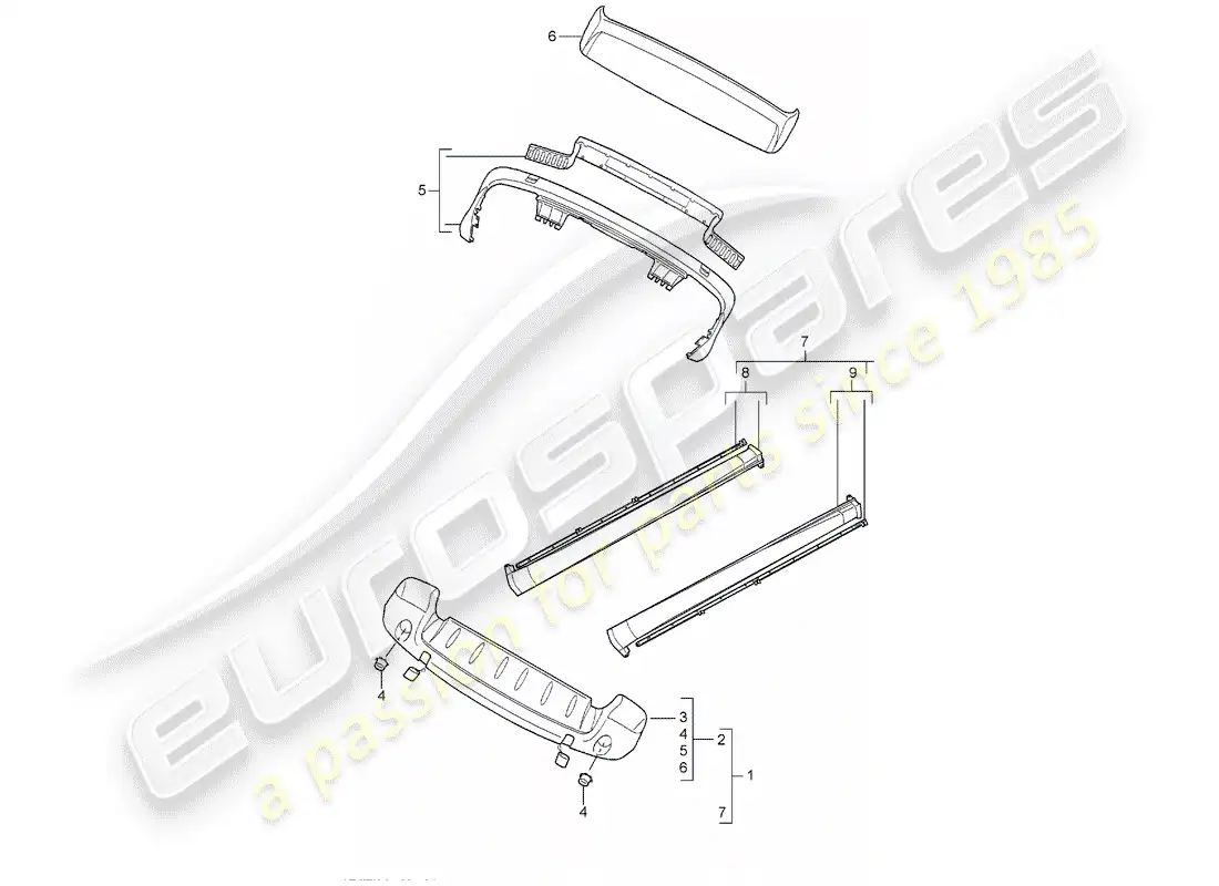 porsche 2018 (tequipment cayenne) paquete de diseño deportivo diagrama de piezas