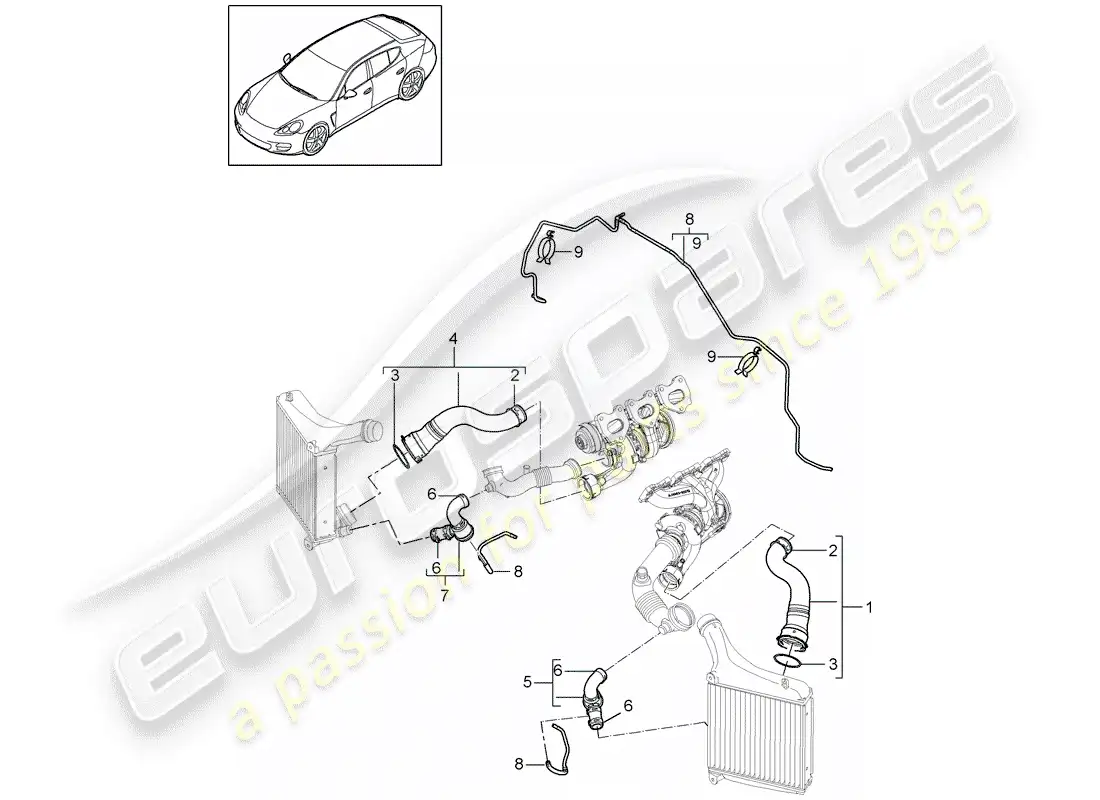 porsche 2013 (panamera 970) tubo de presión diagrama de piezas
