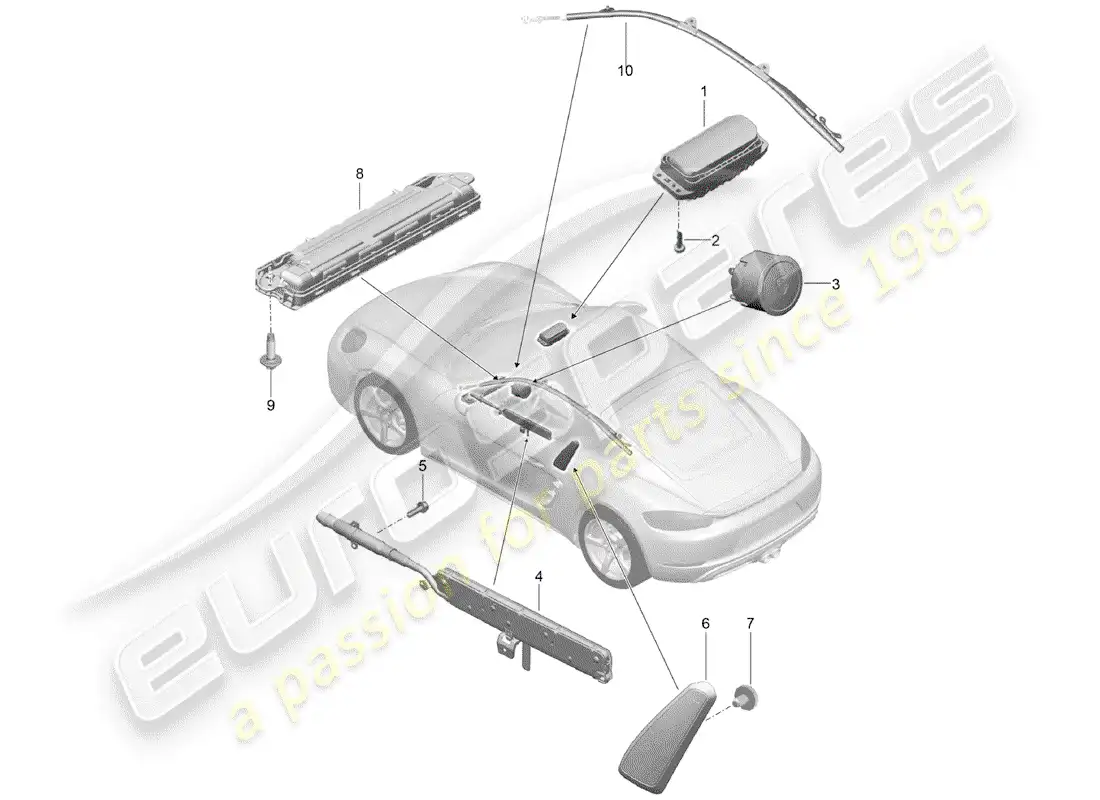 porsche 2018 (718 cayman) bolsa de aire diagrama de piezas