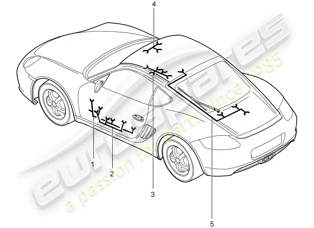 porsche 2007 (987 cayman) cableando arneses diagrama de piezas