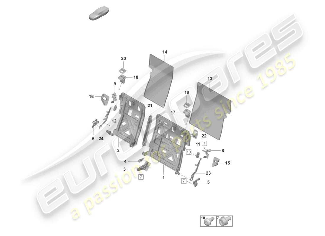 porsche 2022 (taycan 9j1-1) marco del respaldo asiento estándar diagrama de piezas
