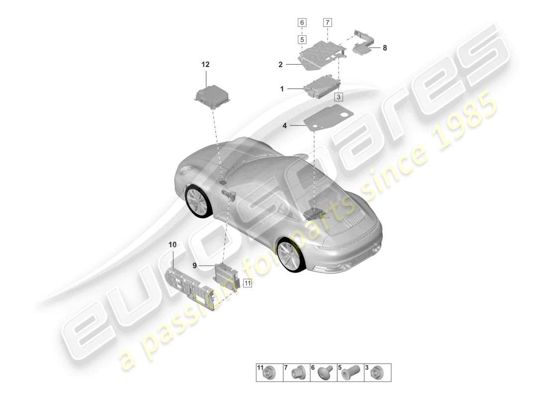 porsche 2023 (992-1) diagrama de piezas de amplificadores