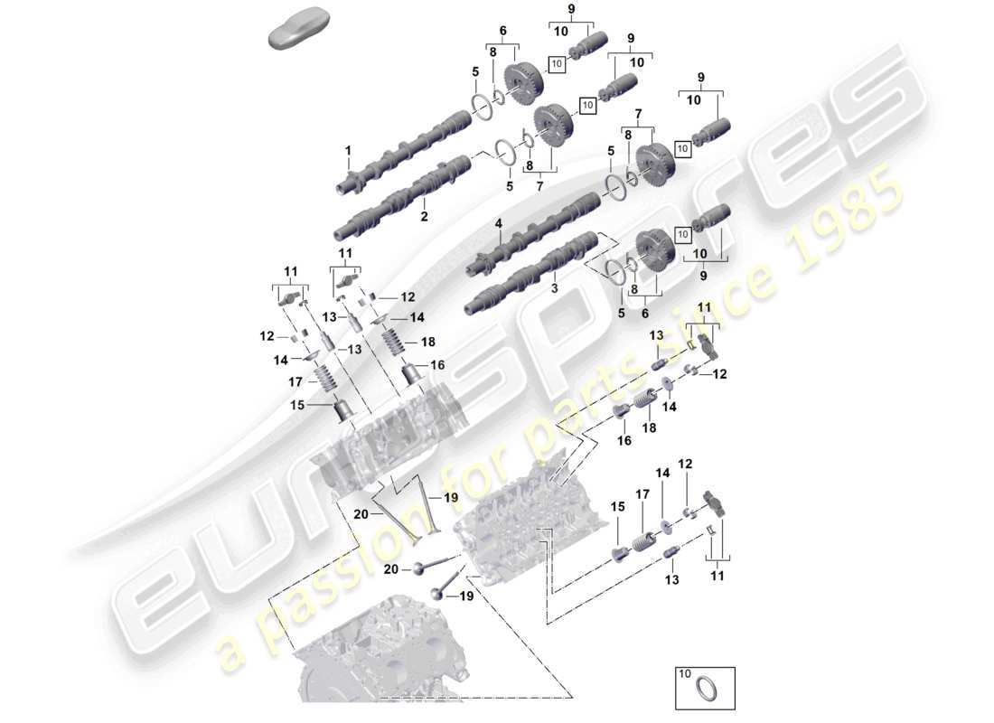 porsche 2025 (cayenne e3 pa) diagrama de piezas de la unidad de ajuste del árbol de levas, válvulas