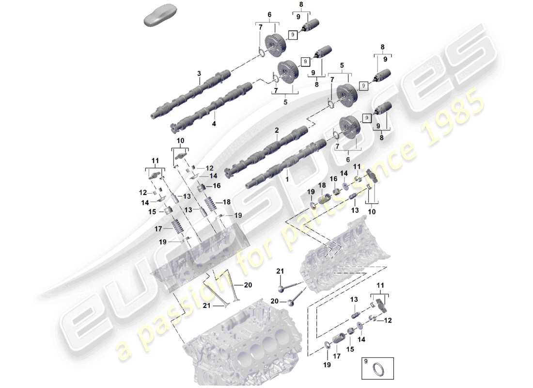 porsche 2025 (cayenne e3 pa) diagrama de piezas de la unidad de ajuste del árbol de levas, válvulas