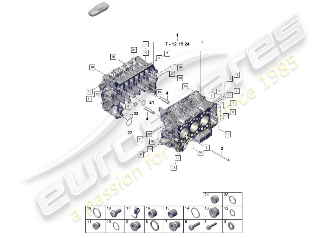porsche 2024 (992-2) diagrama de piezas de la carcasa del cárter