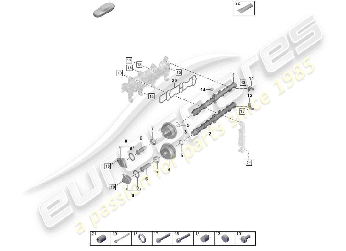 porsche 2023 (718 boxster) diagrama de piezas de la unidad de ajuste del árbol de levas