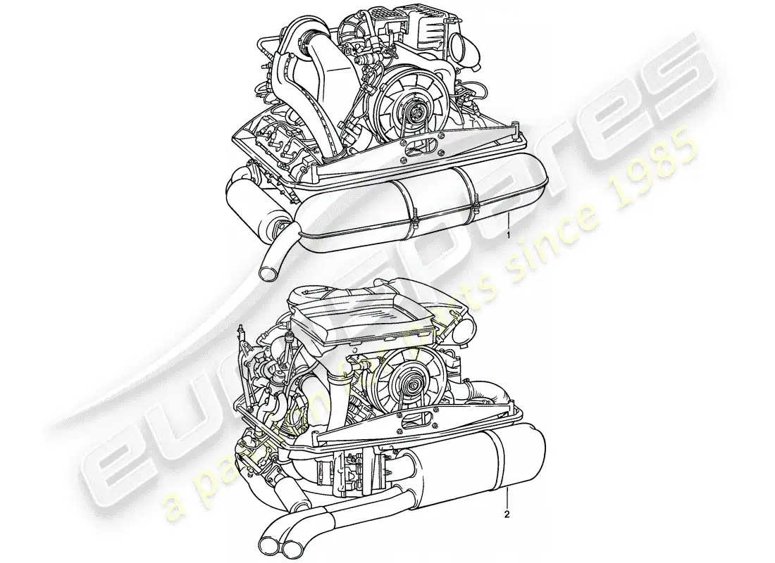 porsche 1988 (911) motor de reemplazo - listo para instalación diagrama de piezas