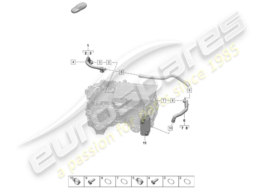 porsche 2025 (macan-e) motor de tracción para macan de propulsión eléctrica 4 sistema de refrigeración del refrigerante diagrama de piezas del eje trasero del macan