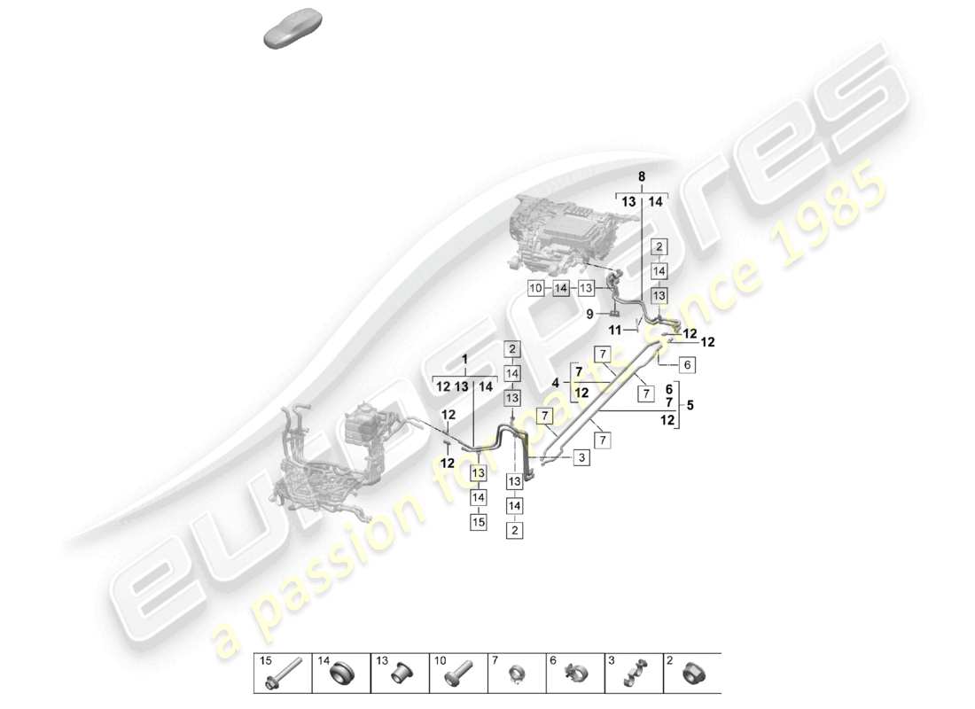 porsche 2026 (taycan 9j1-2) diagrama de piezas del tubo de refrigerante trasero