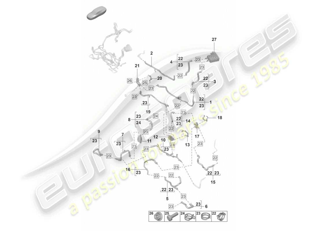 porsche 2022 (panamera 971-2) sistema de calefacción y aire acondicionado delantero para vehículos con propulsión híbrida para vehículos con calefacción auxiliar diagrama de piezas