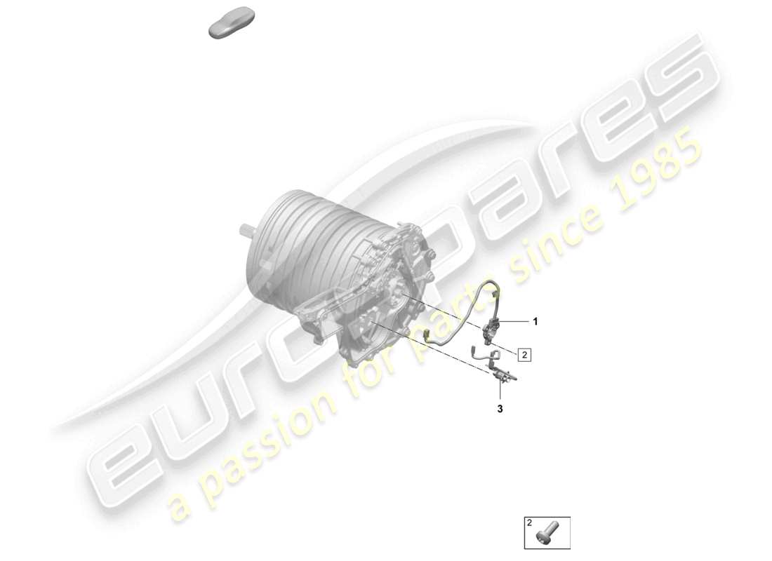 porsche 2026 (taycan 9j1-2) motor de tracción para accionamiento eléctrico diagrama de piezas de sensores del eje trasero