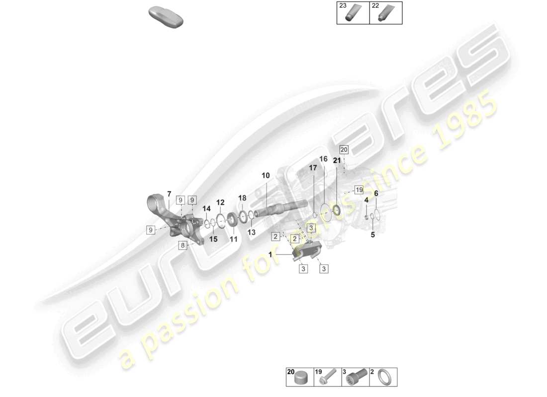 porsche 2026 (taycan 9j1-2) diferencial del eje trasero piezas individuales diagrama de piezas