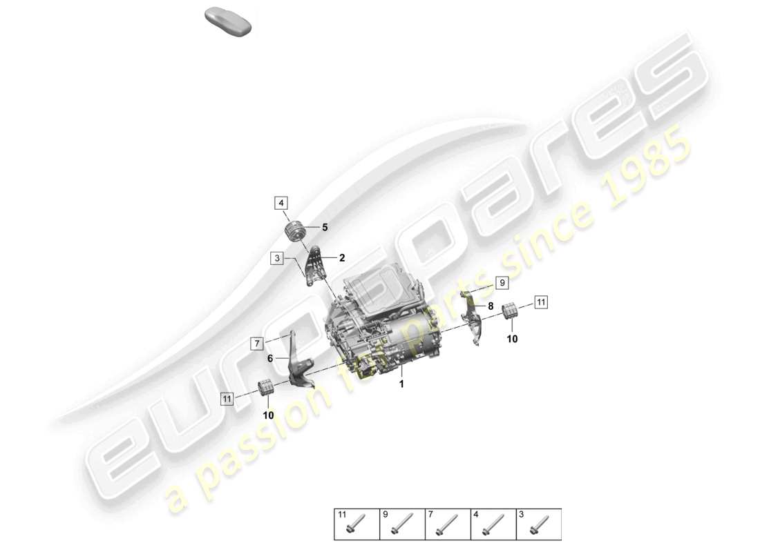 porsche 2025 (macan-e) motor de tracción para macan eléctrico 4 diagrama de piezas del eje trasero