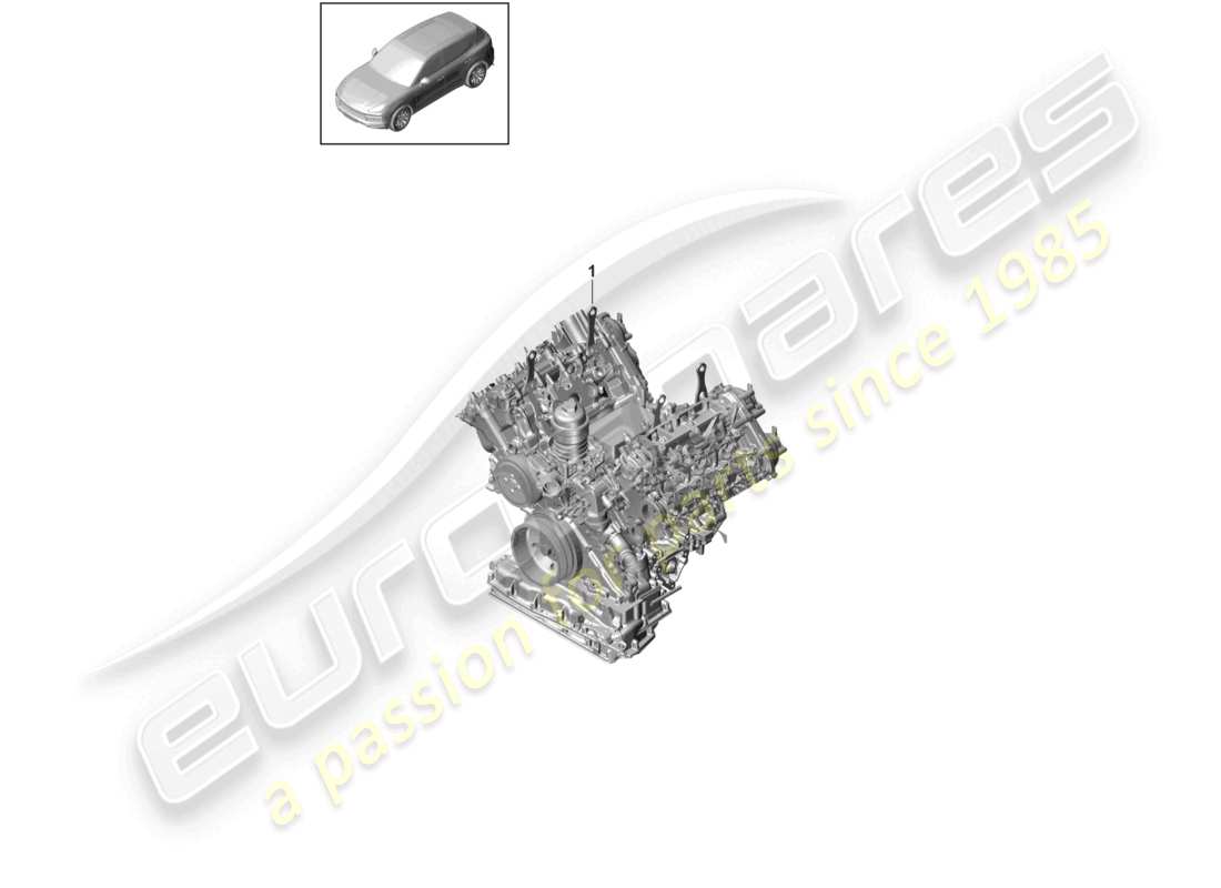 porsche 2022 (cayenne e3 9ya/9yb) motor base no listo para instalación diagrama de piezas